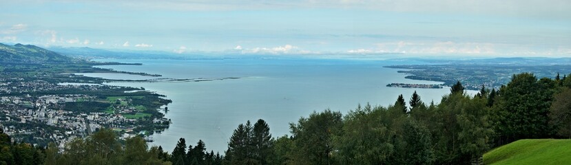 Austria-panoramic views of Bregenz and Lindau on Lake Constance