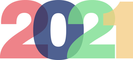 Multicolor 2021 icons for new year