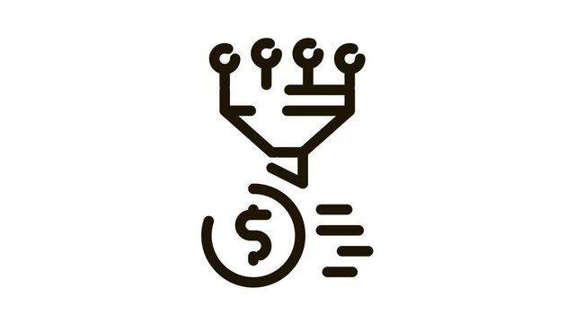 Funnel Financial Information Gathering animated black icon on white background