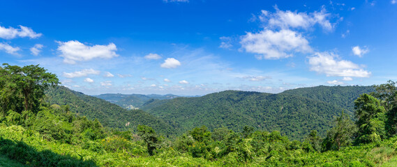 Fototapeta na wymiar beautiful panoramic mountain on blue sky background - panorama landscape Thailand