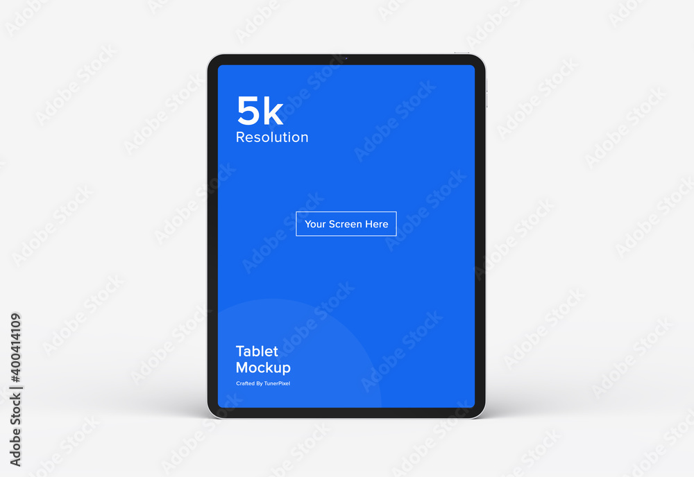 Wall mural tablet mockup | fully editable file, replaceable screen, separated shadow and background