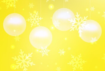 Fototapeta na wymiar Light Yellow vector pattern in Christmas style.