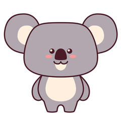 Cute little koala stands. Flat design for poster or t-shirt. Vector illustration