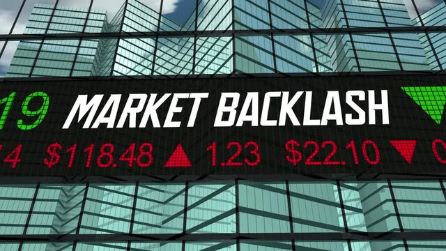 Stock Market Backlash Bad Negative Reaction Financial News Ticker 3d Animation