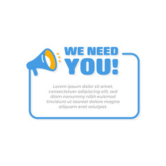 We Need You Banner Frame Template with Megaphone Icon