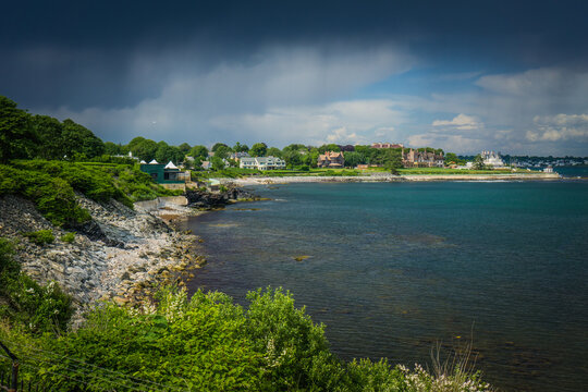 View On The Cliff Walk And Newport Mansions From The Marble House Garden On A Stormy Day