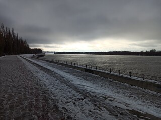 river Volga in the fog