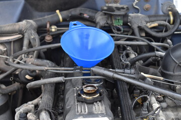 Oil Funnel on an Engine