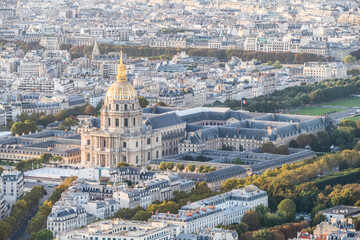 Fototapeta na wymiar Aeria view of Les Invalides in Paris