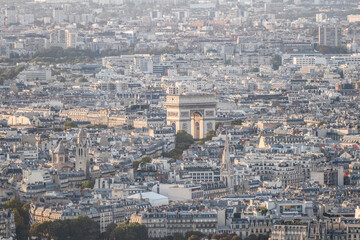 Aerial view of the Arch of Triumph in Paris