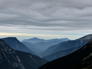 Obraz premium Mountain hiking tour Karwendel mountains, Tyrol, Austria