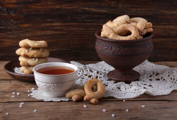   Christmas cookies in earthenware vase