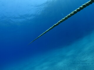 Rope underwater straight no end in space