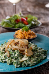 bavarian pasta with onions on a plate