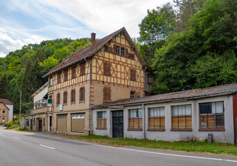 Fototapeta na wymiar historic railroad station in Berlichingen