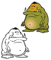 Grumpy troll, with bonus black outline version