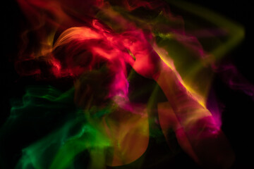 Fototapeta premium light painting portrait, new art direction, long exposure photo without photoshop, light drawing at long exposure 