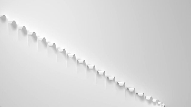 Bandes de papier qui disparaissent sur fond blanc. Vid&eacute;o en boucle . Rendu 3D
