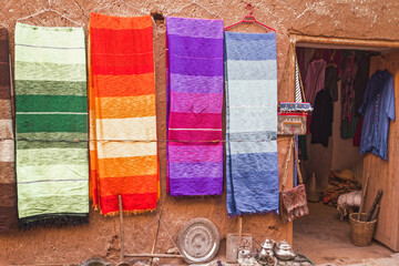 Local market sells traditional products in unesco heritage, Ait Ben Haddou, in Morocco