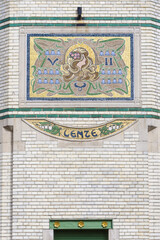 Art nouveau tiles on a houses in the Zurenborg neighbourhood, Antwerp, Belgium