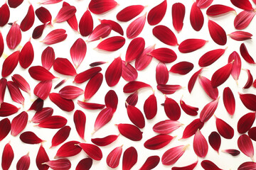 Background of red petals on white