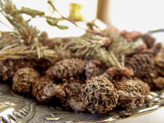 christmas decoration with cones