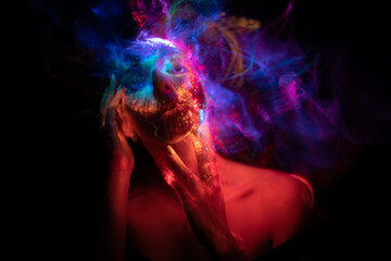 light painting portrait, new art direction, long exposure photo without photoshop, light drawing at long exposure	
