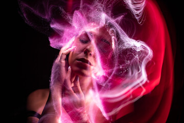 light painting portrait, new art direction, long exposure photo without photoshop, light drawing at long exposure	
