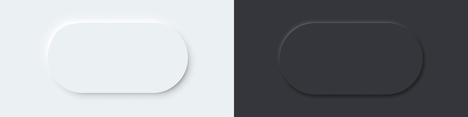 3D vector buttons neumorphic design. Geometric shapes: circle, square, .rectangle on black, dark, white background with light shadows. Web elements geometry modern trend tree-dimensional design.