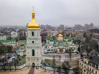 Aerial drone view. St. Sophia Church in Kiev