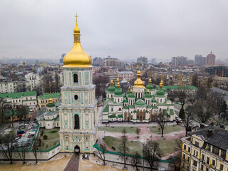 Naklejka premium Aerial drone view. St. Sophia Church in Kiev