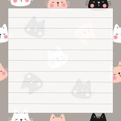 Printable notepad or sticky note for digital papers, planners, journal and printable planners - Merry Cat Note Collection