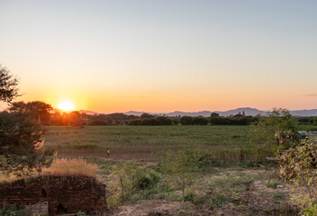 Coucher de soleil &agrave; Bagan, Myanmar