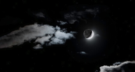 New Moon between clouds