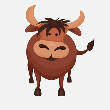 Bull. vector image of a bull for animation. The bull is brown in color. bull for the cartoon.
