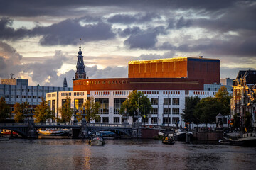 opera house of Amsterdam during sunset