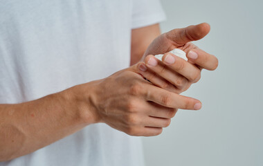 bandaged thumb health problems medicine isolated background