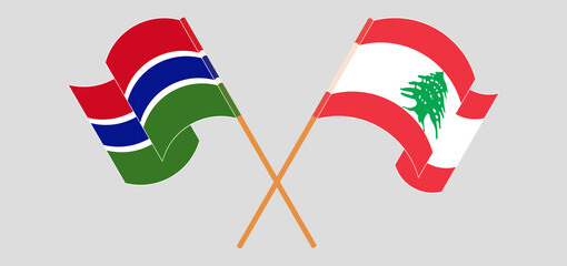 Crossed flags of the Gambia and the Lebanon