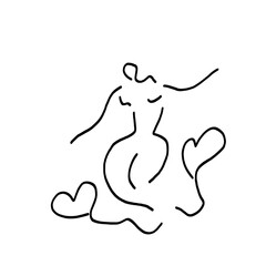 silhouette of a woman line illustration logo design