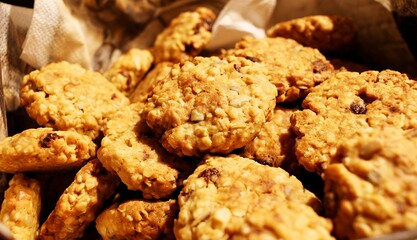 Oatmeal cookies with sunflower seeds and cranberries