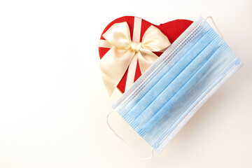 New normal valentines day congratulation concept. Valentine day amid the covid-19 pandemic. Heart...