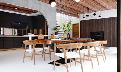 3d render of modern luxury home interior