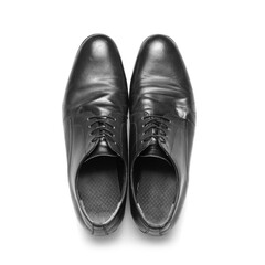 Classic leather male shoes on white background