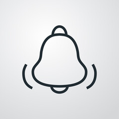 Logotipo timbre de alarma. Icono campana con olas con lineas en fondo gris