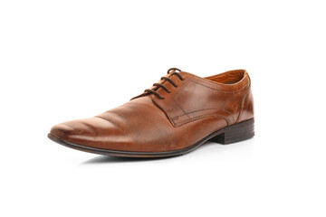 Classic leather male shoe on white background