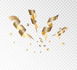 Colorful bright confetti isolated on transparent background. Festive vector illustration