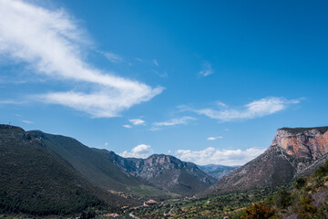 View of rock formations in Leodinio, a famous rock climbing destination in Greece