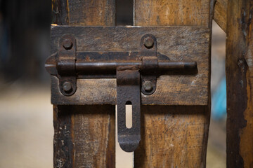  old lock on the door from old boards