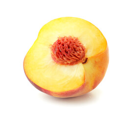 Sweet cut peach on white background