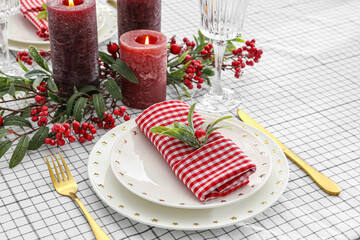 Beautiful table setting with Christmas decor